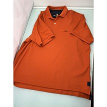 Orvis Men Rugby Polo Fishing Shirt Heavy Thick Short Sleeve Orange XXL 2XL - $24.72