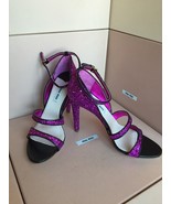 Miu Miu Women's Shoes Sandels Open Toe Fuchsia Glitter Heels 39 - $349.99