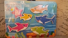 Baby Shark Wooden Sound Puzzle, Plays Baby Shark Song 5 Pcs, New - $10.45