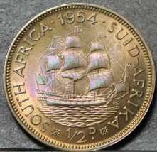 South Africa Half Penny, 1954 Gem Unc~RARE KEY DATE~Dromedaris~101k Minted~Fr/Sh - £54.23 GBP