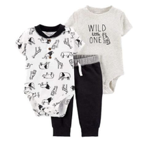 NEW Carter&#39;s Baby 3 pc outfit set &quot;wild little one&quot; zoo animal sz 9, 12,... - £7.82 GBP