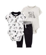 NEW Carter&#39;s Baby 3 pc outfit set &quot;wild little one&quot; zoo animal sz 9, 12,... - £7.82 GBP
