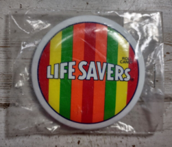 Vintage Life Savers Roll Candy Button Pin Colorful Stripes 2.25&quot; NEW IN PLASTIC - £5.33 GBP