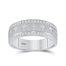 14kt White Gold Mens Round Diamond Wedding Cross Band Ring 1/4 Cttw - £1,132.58 GBP