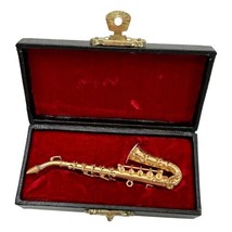 Dollhouse Saxophone Miniature Musical Instrument Velveteen Carry Case - $30.39