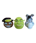 Set Of 3 Shrek Donkey Puss N Boots Ceramic Cookie Jar Galerie Vintage VT... - $64.30