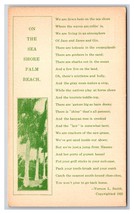 On the Sea Shore Palm Beach Poem By Vernon Smith Palm Beach CA UNP Postcard M20 - £16.27 GBP