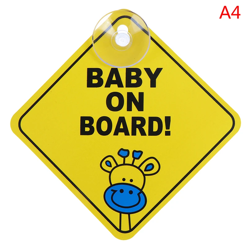 Baby On Board Safety Car Window Suction Cup Yellow Warning Sign Accessor... - $16.00