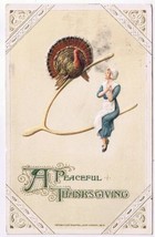 Holiday Postcard Thanksgiving Greetings John Winsch 1913 Turkey Wishbone Cook - £5.82 GBP