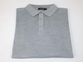 Mens PRINCELY Soft Merinos Wool Sweater Knits Light Weight Polo 1011-40 Lt Gray image 3