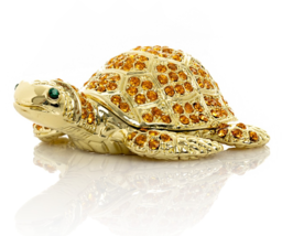 Keren Kopal Golden Turtle Hand made Trinket box Decorated with Austrian ... - $48.51