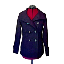 Thread &amp; Supply Double Breasted Pea Coat Black Women Button Tab Cuffs  S... - $38.41