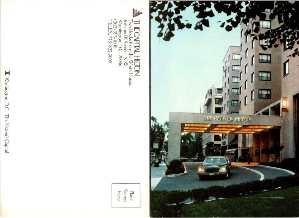 Primary image for Washington D.C. Capital Hilton Hotel Town Car Leaving VTG Postcard