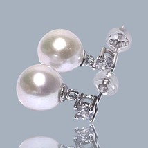 Glorious 9 - 9.5mm Natural White Round Edison Cultured Pearl Dangle Earrings - $42.07