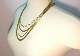 Gold Plated 4 Layered Multi Strand Chain Necklace - $88.53