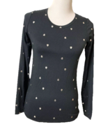 Poof Long Sleeve Shirt with Silver Skeleton Skull Design Sz S Form Fitti... - $14.88
