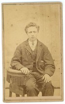 Antique CDV Circa 1860s Dow &amp; Wilson Handsome Young Man Suit Tie Ogdensburg, NY - £7.18 GBP