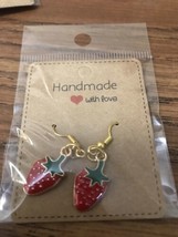 Strawberry Fashionable Earrings Gold Hypoallergenic Hook Earring - $14.95