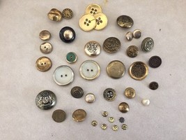 Mixed Lot 39 Vintage Mid Century Round Metal 2 &amp; 4 Hole Shank Buttons .5... - £19.61 GBP