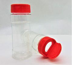 Small 2 OZ Clear Plastic Spice Container Bottle Jar With Red Cap- Set of... - £8.07 GBP