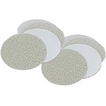 Prisha India Craft ® Set of 8 Handmade Silver Beaded Tea Coasters - 4.2 Inches P - £17.05 GBP