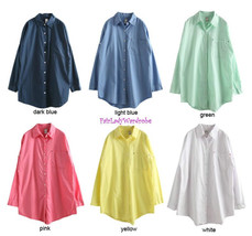 Japan Relaxed BoyFriend Pocket Button Down Tunic Shirt! FREE US SHIPPING - $11.25