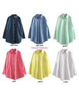Japan Relaxed BoyFriend Pocket Button Down Tunic Shirt! FREE US SHIPPING - $214.19 MXN