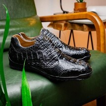genuine caiman crocodile fashion sneaker Shoes Kratos Black image 9
