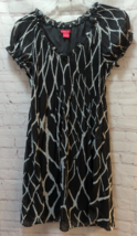 Sunny Leigh L black white diamond sheer fully lined dress smocked top - £11.59 GBP