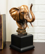 Ebros Safari Auspicious African Elephant W/ Trunk Raised Bronzed Statue ... - $72.43 CAD
