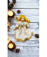 Vintage Victorian Angel  Christmas Tree Topper Mid Century Yellow Hair Gold - $44.67 CAD