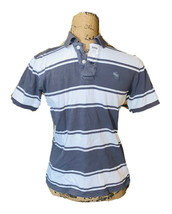 Gray and white striped Abercrombie short sleeve 100% cotton polo shirt size L - £7.83 GBP