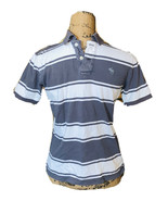 Gray and white striped Abercrombie short sleeve 100% cotton polo shirt s... - £7.96 GBP