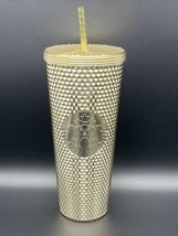 Starbucks Christmas Holiday 2022 Gold Bling Studded Venti 24 oz Cold Cup Tumbler - £40.54 GBP