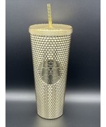 Starbucks Christmas Holiday 2022 Gold Bling Studded Venti 24 oz Cold Cup... - £40.45 GBP