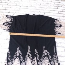 Cejon Open Front Kimono Womens OSFM Black Embroidered Lace Boho Rayon Festival  - £20.09 GBP