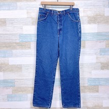 Lands End Vintage USA Made Flannel Lined Jeans Blue Square Rigger Mens 36x30.5 - £35.52 GBP
