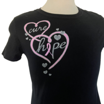 Breast Cancer Awareness Shirt T Shirt Top Black Pink Sz L Cure Hope Shor... - £13.33 GBP
