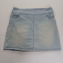 S.C. & Co. Denim Skort Women’s XL Faded Light Blue Pull-On Stretch Mini Skirt image 14