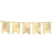 Pennant Banner Gold and White Striped 12 Pennants and 20 Feet of Ribbon New - £2.55 GBP