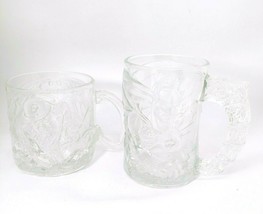 BATMAN FOREVER McDonalds 1995 Set 2 Embossed 3D Glass Mugs Cups BATMAN &amp;... - $9.55