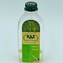 Vintage Kaz for Colds Glass Medicine Bottle 2 oz Vaporizer Inhalant HB - £8.06 GBP