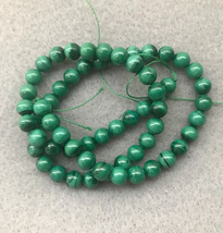 6mm Natural Malachite Round Beads, 1 15in Strand, stone, green, genuine - $17.00