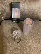 NEW Starbucks Fall 2023 SILVER Bling Cold Cup Keychain lid opens - £14.91 GBP