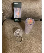 NEW Starbucks Fall 2023 SILVER Bling Cold Cup Keychain lid opens - $18.76