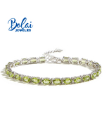 natural peridot bracelet fine jewelry S925 silver for women daily wear gift - £78.94 GBP