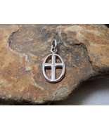 Open Oval Shaped Cross Pendant 925 Sterling Silver, Handmade Christian J... - £30.66 GBP