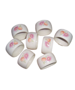 Vintage Napkin Rings FLORAL shabby white pink cottagecore wedding decor lot - £14.87 GBP