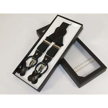 ELEGANT Suspenders Clip on and Button Option for Slacks or Suit Pants Black image 3