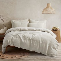 Bedding Duvet Cover Set Linen - 100% French Flax Washed Bed Sets Farmhouse Comfo - £188.64 GBP